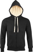 SOLS Sherpa Unisex Zip-Up Hooded Sweatshirt / Hoodie (Zwart)