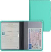 Housse kwmobile pour certificat d'immatriculation et permis de conduire - Housse de protection avec porte-cartes vert menthe - Simili cuir