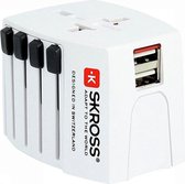 Skross - Pro Light Wereld Reisadapter & USB - Zwitserse Kwaliteit - Input Voltage 100V- 250V
