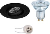 OSRAM - LED Spot Set - Parathom PAR16 930 36D - Primux Alpin Pro - GU10 Fitting - Dimbaar - Inbouw Rond - Mat Zwart - 3.7W - Warm Wit 3000K - Kantelbaar Ø92mm