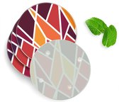 4 Luxe Glazen Onderzetters - Design Colorful Triangles - Rond