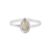 Dhara | Ring 925 zilver met gouden rutielkwarts edelsteen | edelstenen sieraden | dames ringen zilver | Maat 18