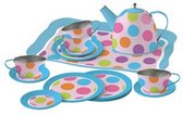 Simply for Kids Tinnen Theeservies Confetti met Koffertje - Speelgoed - Keuken Accessoires