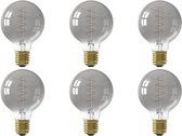 CALEX - LED Lamp 6 Pack - Globe - Filament G80 - E27 Fitting - Dimbaar - 4W - Warm Wit 2100K - Grijs - BES LED