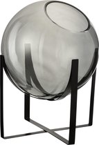 J-Line Vaas Rond Op Voet Metaal/Glas Large