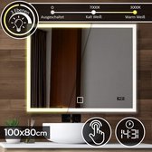 Trend24 Spiegel met verlichting - Hollywood spiegel - Badkamerspiegel met LED verlichting - Dimbaar - Verstelbaar - Digitale klok