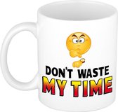 Dont waste my time kado mok / beker wit met smiley - cadeau collega