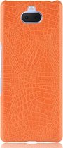 Sony Xperia 10 Plus Hoesje - Mobigear - Croco Serie - Hard Kunststof Backcover - Oranje - Hoesje Geschikt Voor Sony Xperia 10 Plus