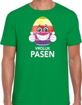 Paasei met duimen omhoog vrolijk Pasen t-shirt / shirt - groen - heren - Paas kleding / outfit S