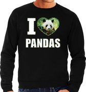 I love pandas trui met dieren foto van een panda zwart voor heren - cadeau sweater pandas liefhebber L