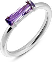 Twice As Nice Ring in edelstaal, baguette, amethyst kleur  52