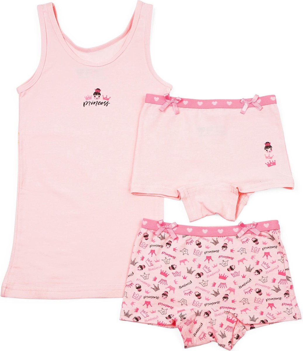 Kinderondergoed Funderwear - Set Princess - Roze - Maat 146 - Meisjes
