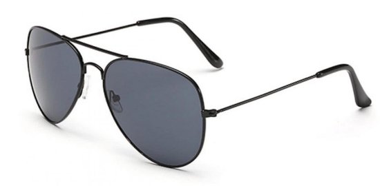 Hidzo Kinder Zonnebril Aviator Zwart - UV 400 - Zwarte Glazen