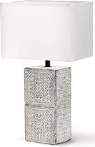 LED Tafellamp - Tafelverlichting - Igna Astron XL - E14 Fitting - Vierkant - Mat Zwart/Wit - Keramiek