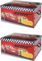 2x stuks rode opbergbox/opbergdoos Disney Cars thema 49 x 39 x 24 cm - Speelgoed opslagbox/doos van karton