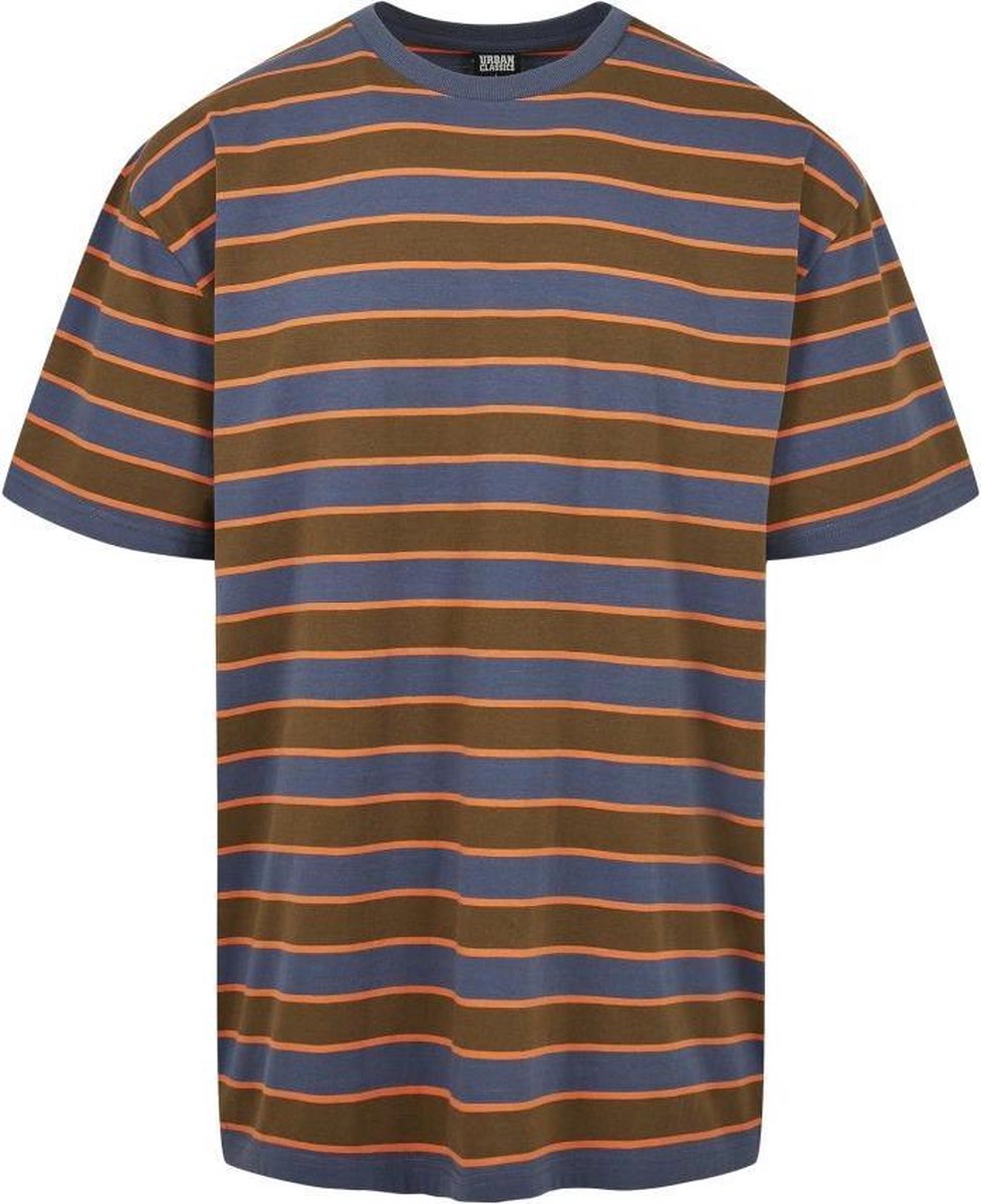Urban Classics Heren Tshirt -L- Yarn Dyed Oversized Board Stripe Groen