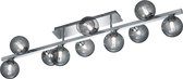 LED Plafondlamp - Plafondverlichting - Nitron Alionisa - G9 Fitting - 10-lichts - Rechthoek - Glans Chroom Rookglas - Aluminium