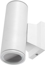 LED Tuinverlichting - Buitenlamp - Igan Wally Up and Down - GU10 Fitting - 2-lichts - Mat Wit - Rond - Aluminium