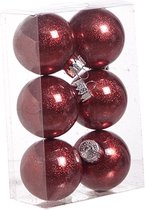 KERSTBAL SET6 TWINKLE ROOD D6CM KUNSTSTOF