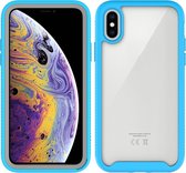 Voor iPhone X Starry Sky Solid Color Series schokbestendige pc + TPU beschermhoes (lichtblauw)