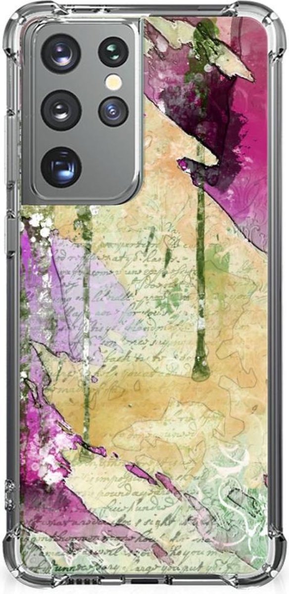 TPU Case Anti-Shock voor Back Cover Samsung Galaxy S21 Ultra Letter Painting