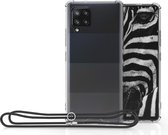 Hoesje Geschikt Voor Samsung Galaxy A42 5G hoesje Koord backcover - Galaxy A42 anti shock hoesje met Koord Zwart