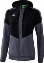 Erima Squad Tracktop Jack Met Capuchon Dames Zwart-Slate Grijs Maat 34