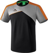 Erima Premium One 2.0 T-Shirt Zwart-Grijs Melange-Neon Oranje Maat 2XL