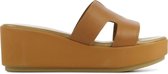 Lina Locchi  Slippers / Slides Dames / Sandalen - L1057 -  Blokhak Hoogte 7 cm - Cognac - Maat 40