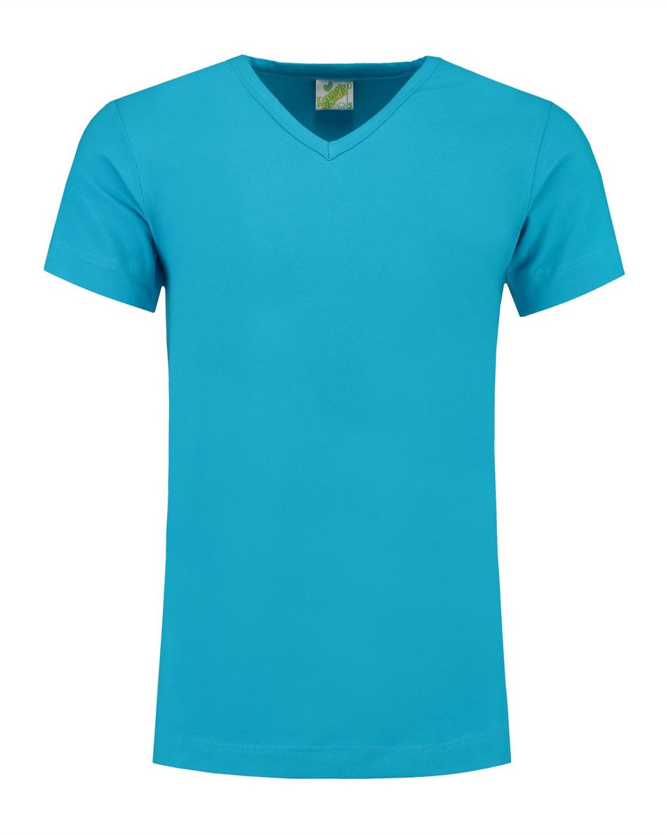 Lemon & Soda heren T-shirt met een v-nek in de kleur turquoise in de maat S.
