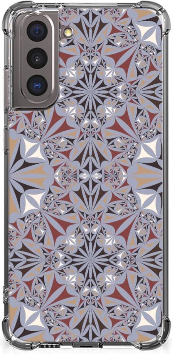 Back Cover voor Samsung Galaxy S21 Anti-Shock Hoesje Flower Tiles