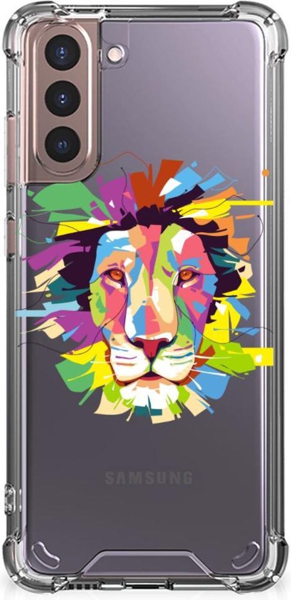 Samsung Galaxy S21 Plus Stevig Bumper Hoesje Lion Color