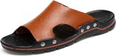 Heren Casual strandschoenen Pantoffels Microfiber-sandalen, maat: 41 (bruin)