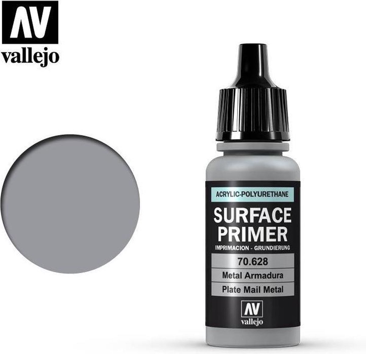 Vallejo Hobbyverf Acrylverf - 70628 Plate Mail Metal - Primer - Acryl Verf flesje - 17 ml