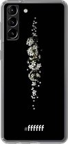 6F hoesje - geschikt voor Samsung Galaxy S21 Plus -  Transparant TPU Case - White flowers in the dark #ffffff