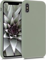 kwmobile telefoonhoesje geschikt voor Apple iPhone X - Hoesje met siliconen coating - Smartphone case in grijsgroen