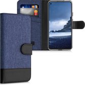 kwmobile telefoonhoesje voor Google Pixel 5 - Hoesje met pasjeshouder in donkerblauw / zwart - Case met portemonnee