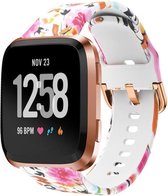 Shop4 - Fitbit Blaze Bandje - Siliconen Bloemen Wit