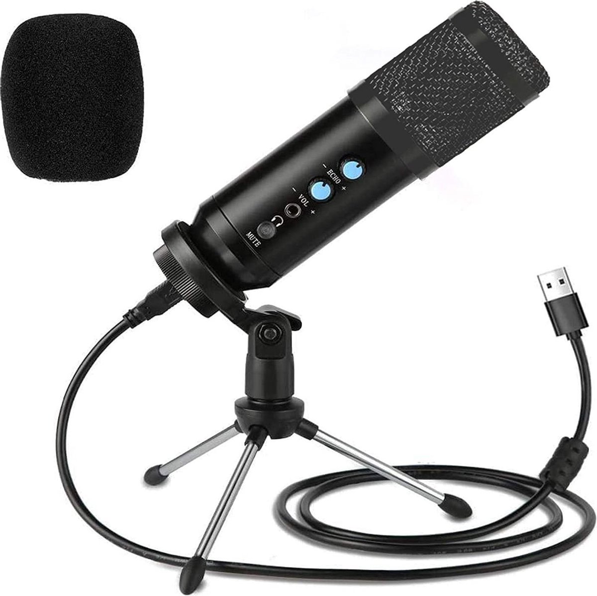 USB Microfoon voor PC met Statief Geschikt voor PC, Laptop