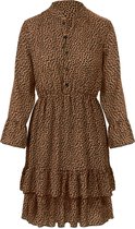 Ruffel Cheetah Dress Camel