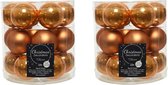36x stuks kleine kerstballen cognac bruin (amber) van glas 4 cm - mat/glans - Kerstboomversiering