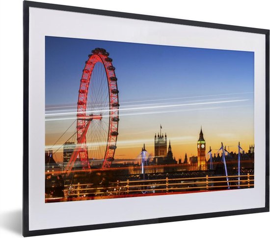 Photo encadrée - Rayons lumineux le long du London Eye en Angleterre cadre  photo noir... | bol.com