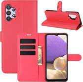 Samsung Galaxy A32 (5G) hoesje, MobyDefend Kunstleren Wallet Book Case, Rood | GSM Hoesje / Telefoonhoesje Geschikt Voor: Samsung Galaxy A32 (5G)