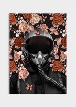 Poster Flower Pilot Pink - Papier - Meerdere Afmetingen & Prijzen | Wanddecoratie - Interieur - Art - Wonen - Schilderij - Kunst