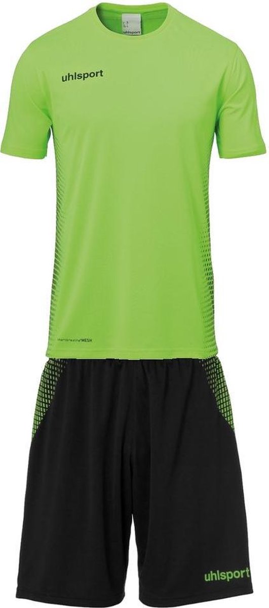 Uhlsport Score Sporttenue Korte Mouw Heren - Fluo Groen / Zwart | Maat: 2XL