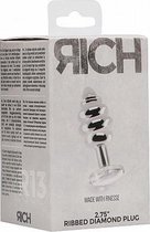 Ribbed Diamond Plug - 2.75 Inch - Silver