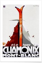 JUNIQE - Poster Vintage Frankrijk Chamoix -13x18 /Bruin & Oranje