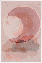 JUNIQE - Poster met kunststof lijst Gentle Moon -13x18 /Roze