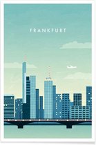 JUNIQE - Poster Frankfurt - retro -40x60 /Blauw