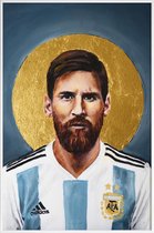 JUNIQE - Poster i kunststof lijst Football Icon - Lionel Messi -40x60